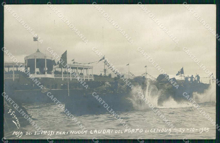 Genova Città Posa Prima Pietra Porto Giambruni NPG Foto cartolina QZ5908 – fronte