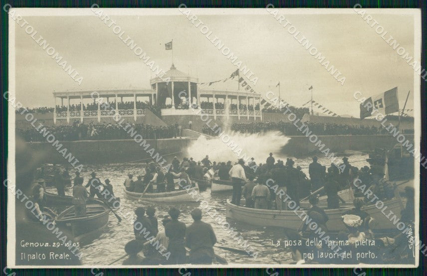 Genova Città Posa Prima Pietra Porto Sciutto PIEGHINA Foto cartolina QZ5915 – fronte