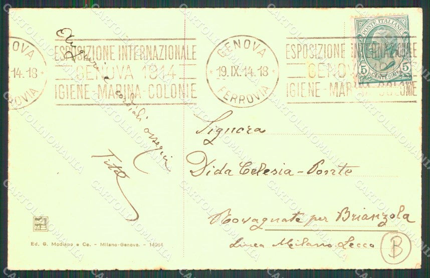 Genova Città Esposizione 1914 cartolina QZ5921 – retro