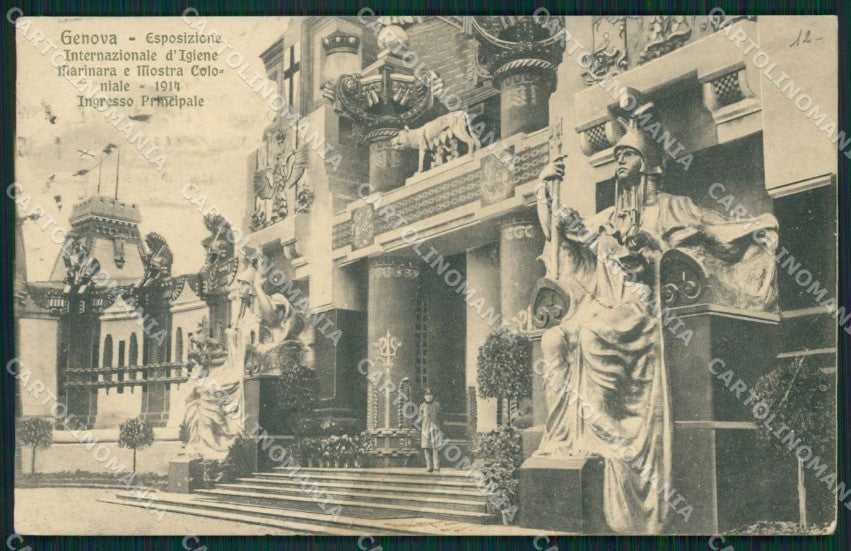Genova Città Esposizione 1914 RIPARATA cartolina QZ5930 – fronte