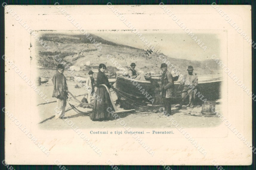 Genova Città Costumi Pescatori cartolina QZ5969 – fronte
