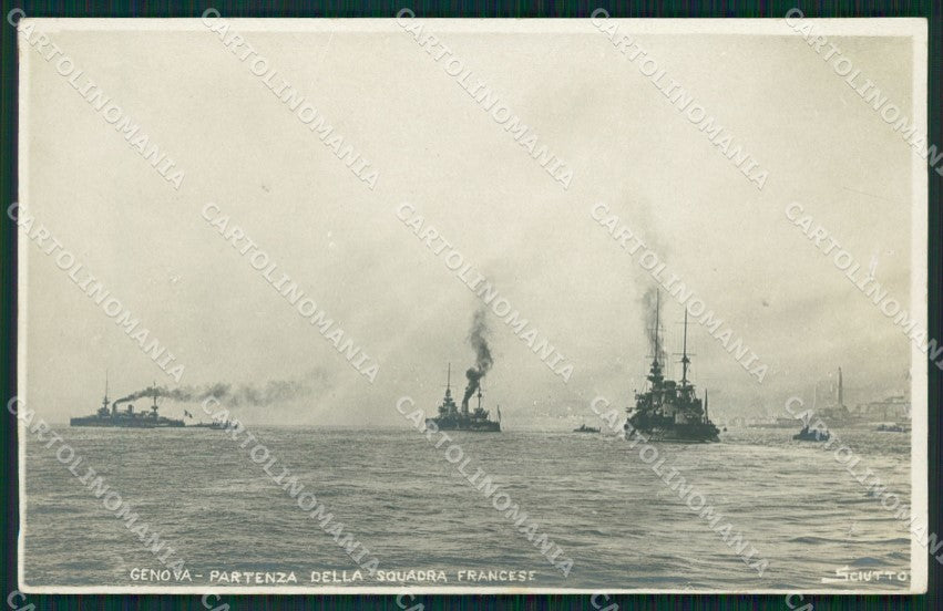 Genova Città Navi Francesi Sciutto Militari Foto cartolina QZ5985 – fronte