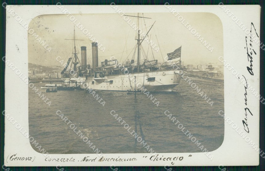 Genova Città Corazzata Americana Chicago War Ship cartolina QZ5987 – fronte