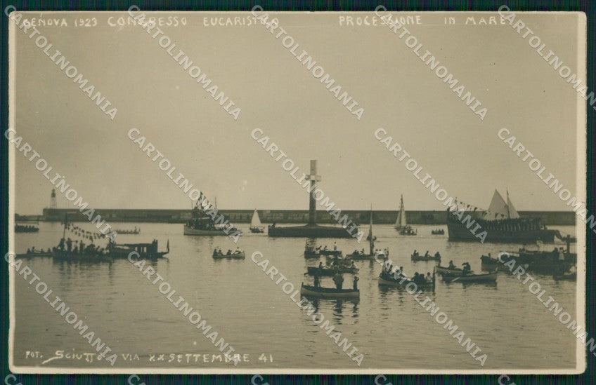Genova Città Congresso Eucaristico Sciutto PIEGHINA Foto cartolina QZ5998 – fronte