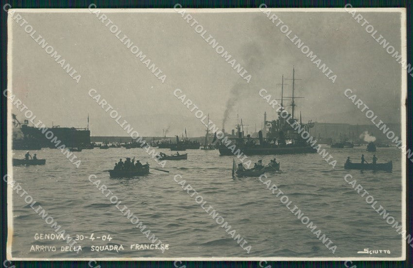 Genova Città Navi Francesi Sciutto PIEGHINE Foto cartolina QZ6007 – fronte