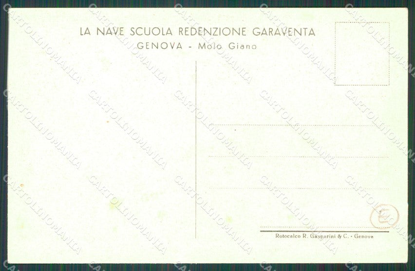 Genova Città Nave Scuola Redenzione Garaventa cartolina QZ6020 – retro
