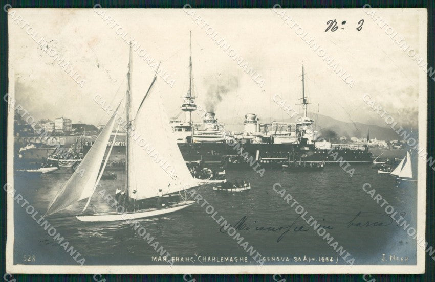 Genova Città Nave Charlemagne J.Neer PIEGHINE Foto cartolina QZ6035 – fronte