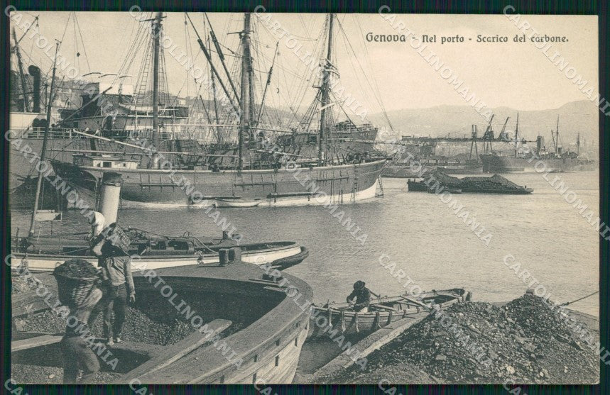 Genova Città Porto Scarico Carbone cartolina QZ6037 – fronte