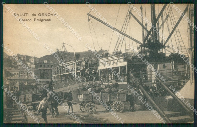 Genova Città Porto Sbarco Emigranti cartolina QZ6039 – fronte