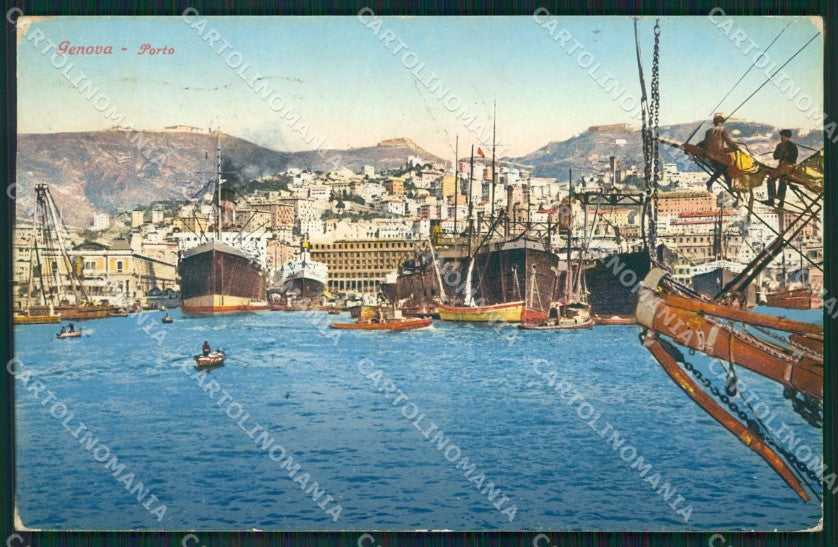 Genova Città Porto PIEGATA cartolina QZ6040 – fronte