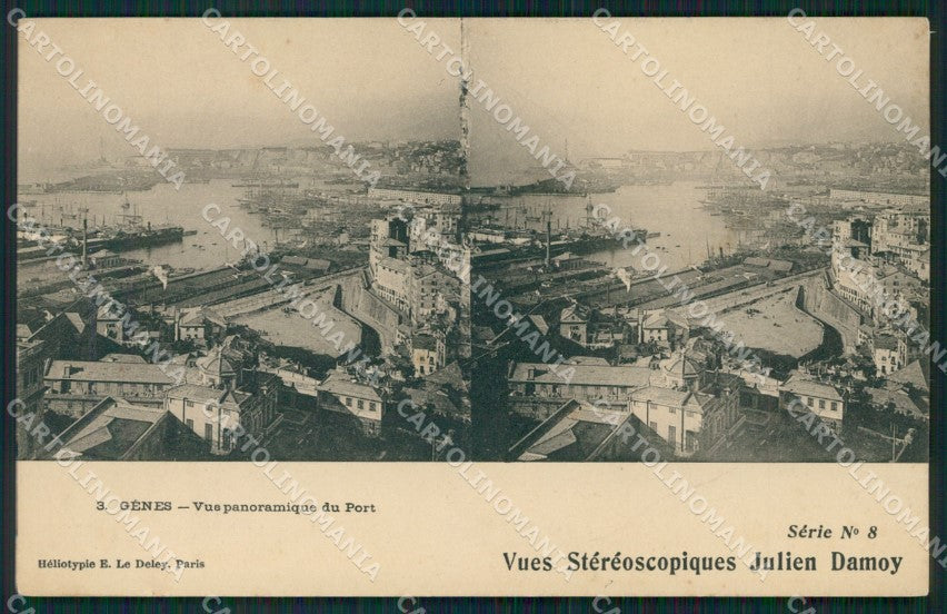 Genova Città Porto Vista Stereoscopica cartolina QZ6097 – fronte