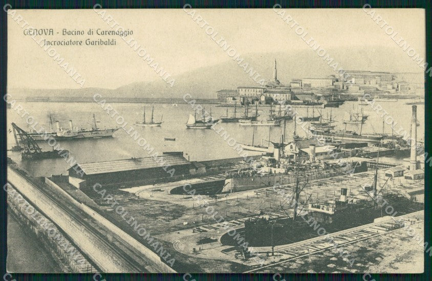 Genova Città Bacino di Carenaggio Incrociatore Garibaldi cartolina QZ6101 – fronte