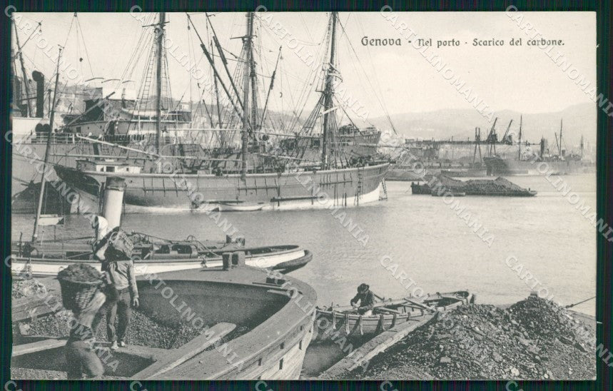 Genova Città Porto Scarico Carbone cartolina QZ6127 – fronte