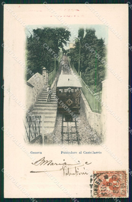 Genova Città Funicolare Castellaccio cartolina QZ6132 – fronte