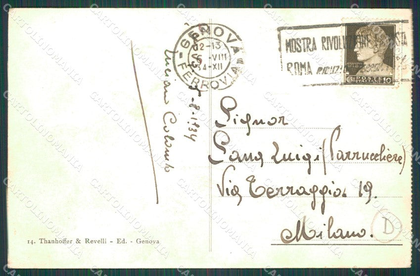 Genova Città Stazione Funicolare Righi PIEGHINA cartolina QZ6136 – retro