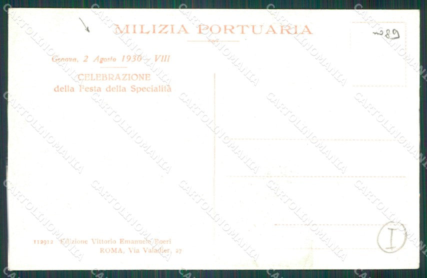 Genova Città Milizia Portuaria Fascismo cartolina QZ6190 – retro