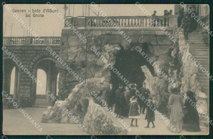 Genova Albaro Lido di Le Grotte PIEGHINA cartolina QZ6208 – fronte