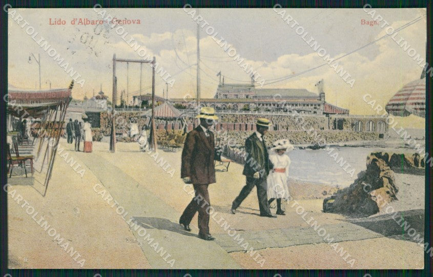 Genova Albaro Lido di PIEGHINA ABRASA cartolina QZ6214 – fronte