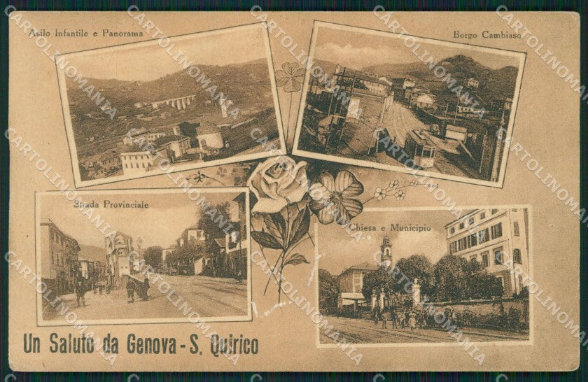 Genova San Quirico Saluti da ABRASA cartolina QZ6223 – fronte