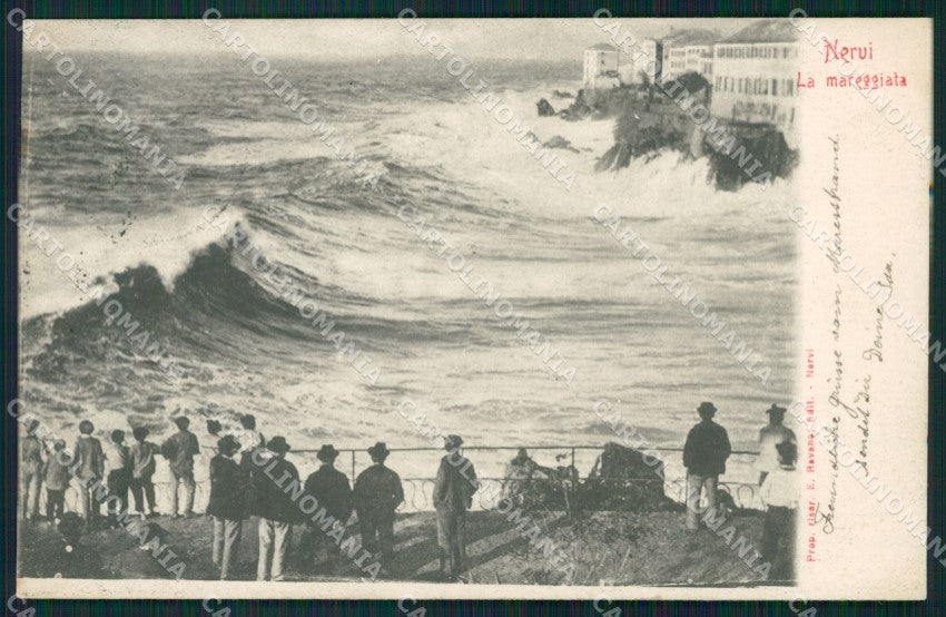 Genova Nervi Mareggiata cartolina QZ6252 – fronte