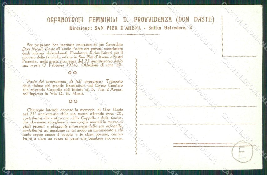 Genova Sampierdarena Orfanotrofio cartolina QZ6385 – retro