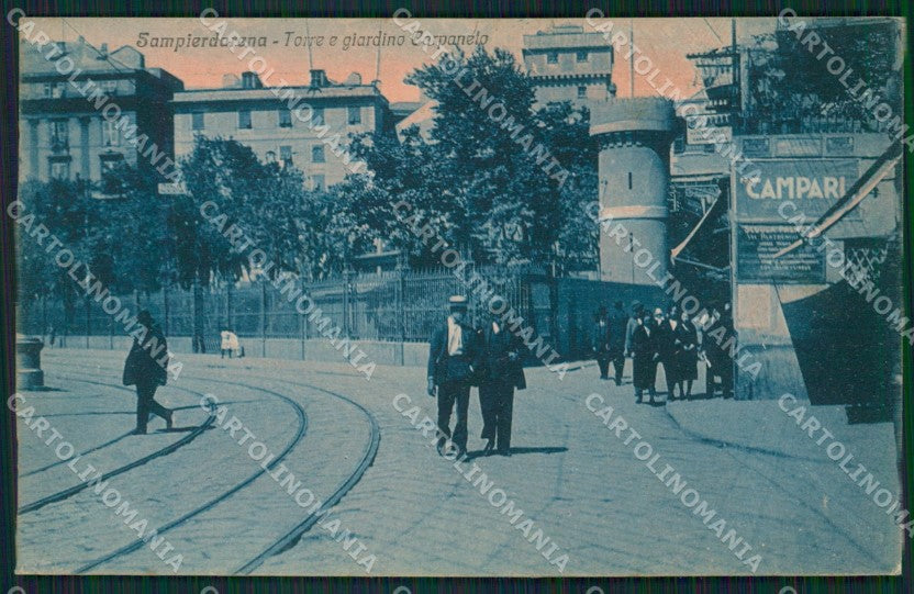 Genova Sampierdarena Torre Campaneto PIEGATA cartolina QZ6415 – fronte