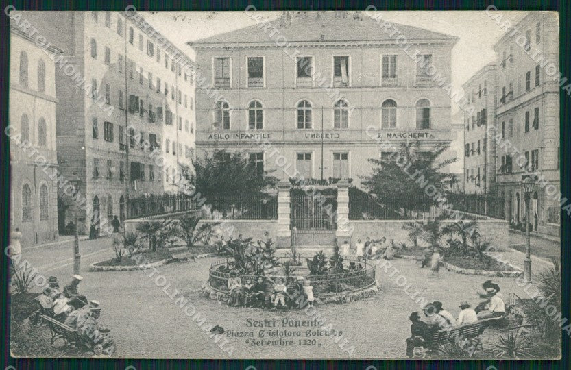 Genova Sestri Ponente Asilo PIEGA cartolina QZ6442 – fronte