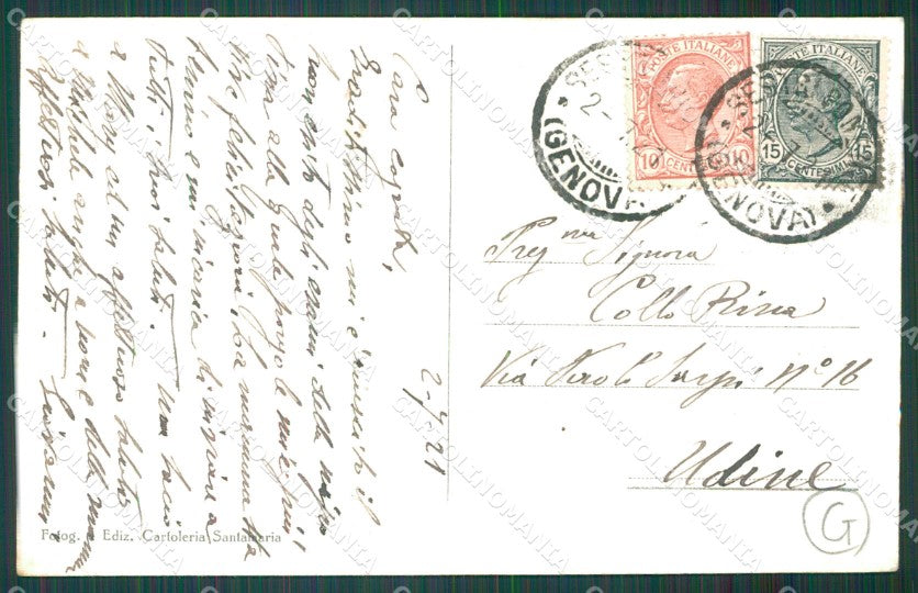 Genova Sestri Ponente Asilo PIEGA cartolina QZ6442 – retro