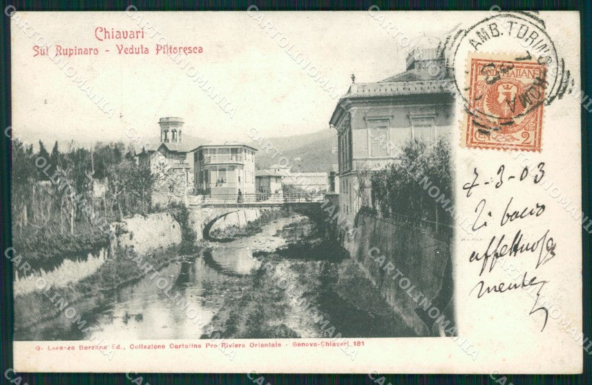 Genova Chiavari Fiume Rupinaro cartolina QZ6533 – fronte