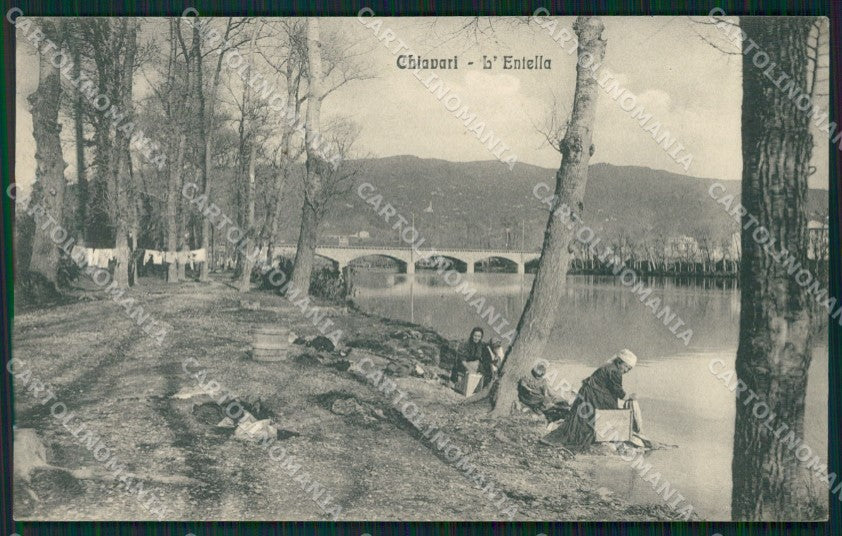 Genova Chiavari Fiume Entella Lavandaie cartolina QZ6534 – fronte