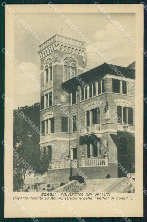 Genova Zoagli Palazzina dei Velluti cartolina QZ6677 – fronte