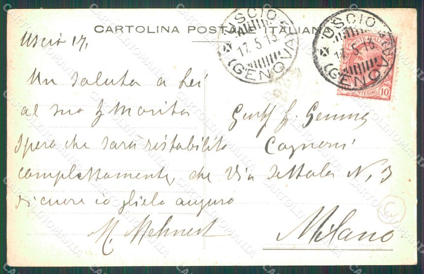 Genova Uscio Colonia della Salute Gianinazzi cartolina QZ6830 – retro