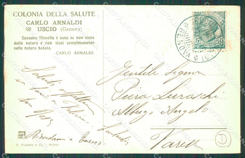 Genova Uscio Colonia della Salute cartolina QZ6837 – retro