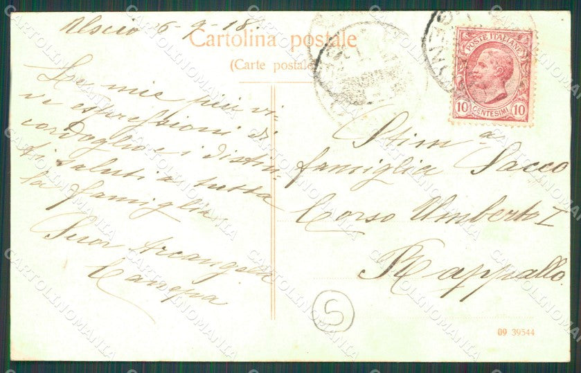 Genova Uscio Asilo Posa prima Pietra 1909 cartolina QZ6849 – retro