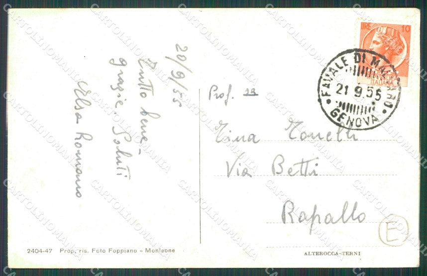 Genova Favale di Malvaro Corriera PIEGATA cartolina QZ6872 – retro