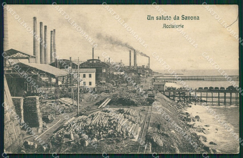 Savona Città Acciaierie PIEGA cartolina QZ6915 – fronte