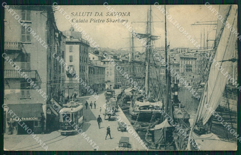 Savona Città Tram Barche cartolina QZ6924 – fronte