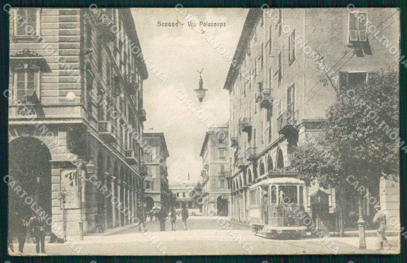 Savona Città Tram ANGOLINI SCOLLATI cartolina QZ6930 – fronte