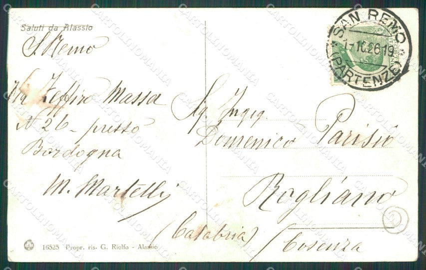 Savona Alassio Carretto PIEGA cartolina QZ6966 – retro