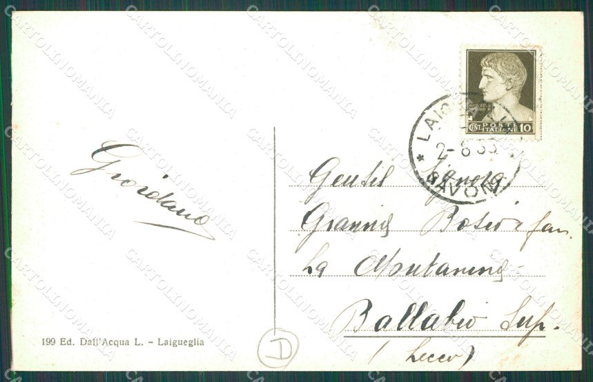Savona Laigueglia PIEGHINA cartolina QZ7023 – retro