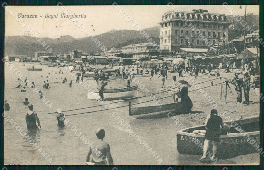 Savona Varazze Barche Bagni Margherita cartolina QZ7067 – fronte