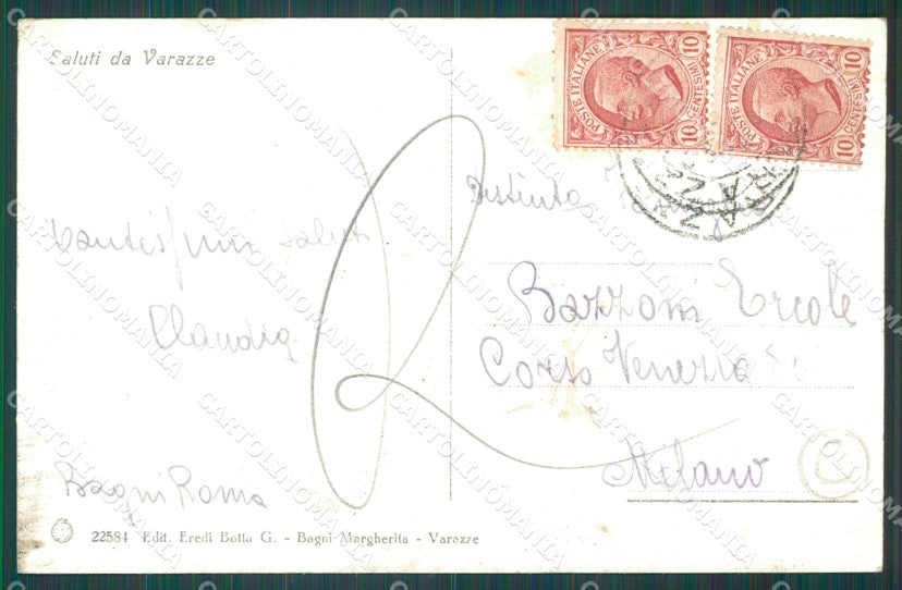 Savona Varazze Bagni Margherita ABRASA cartolina QZ7077 – retro
