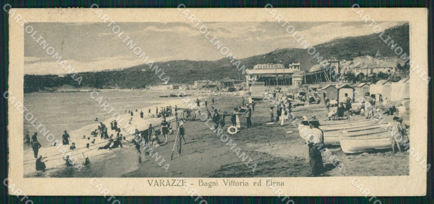 Savona Varazze Bagni Vittoria Elena PIEGA Mini cartolina QZ7094 – fronte
