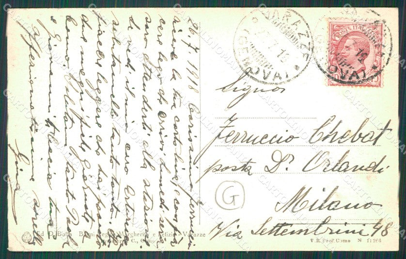 Savona Varazze PIEGHINA RIFILATA cartolina QZ7166 – retro