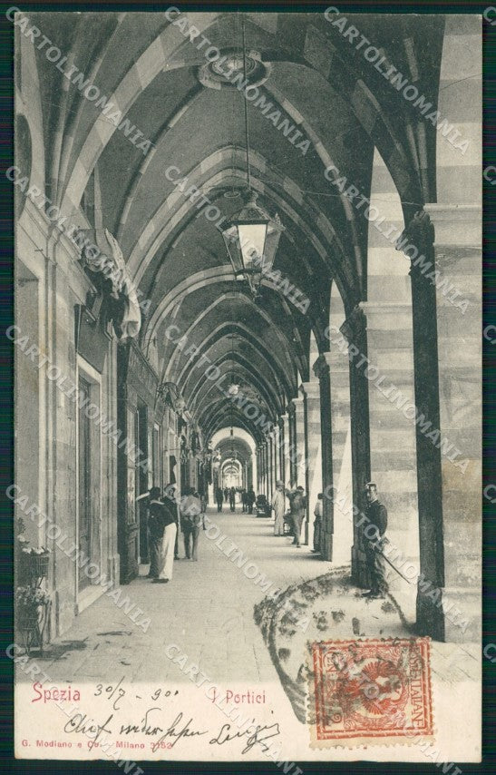 La Spezia Città Portici PIEGA cartolina QZ7281 – fronte