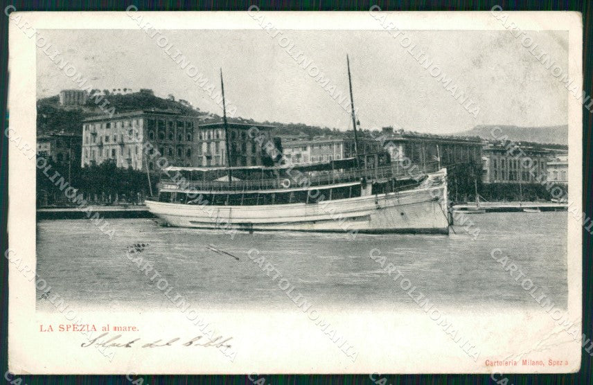 La Spezia Città Battello PIEGA cartolina QZ7307 – fronte