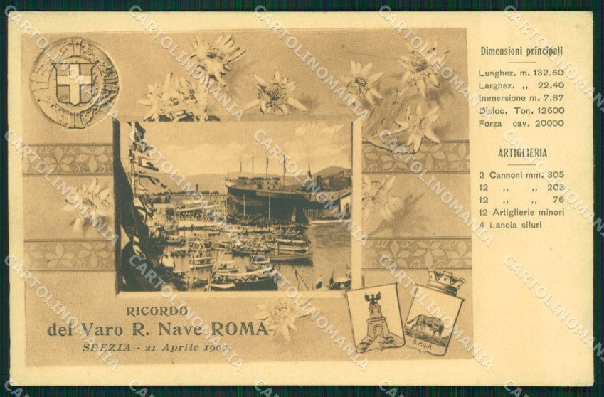 La Spezia Città Varo Regia Nave Roma cartolina QZ7411 – fronte