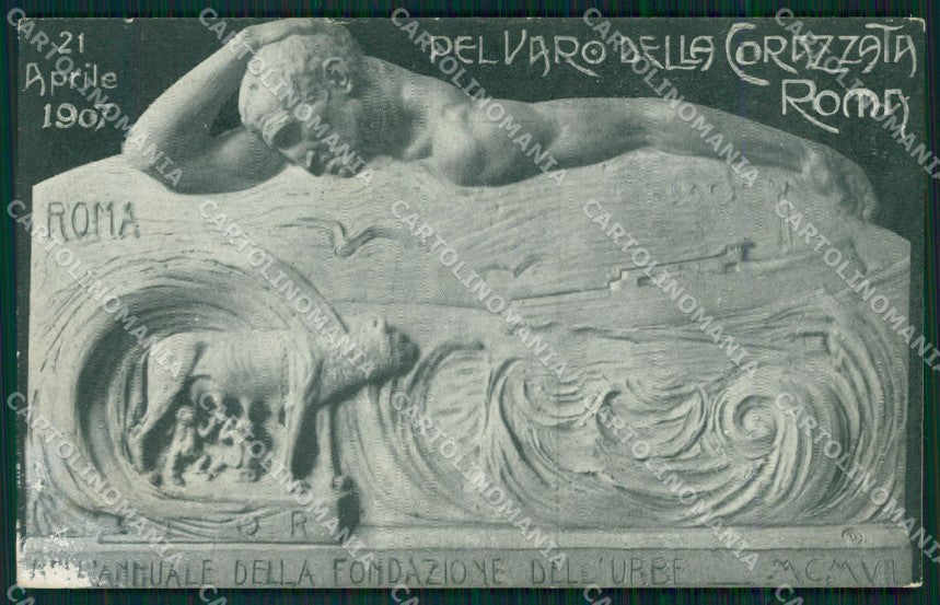La Spezia Città Varo Corazzata Roma Commemorativa ABRASA cartolina QZ7412 – fronte