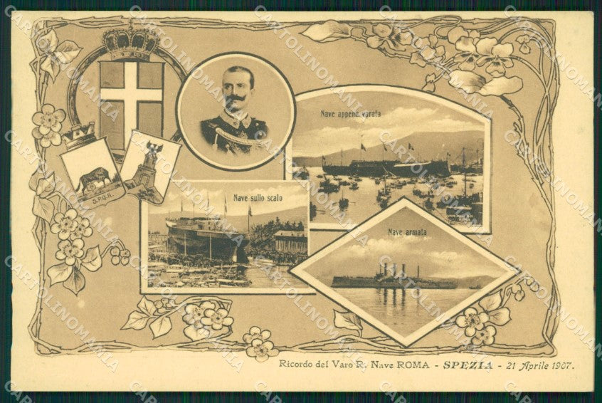 La Spezia Città Varo Regia Nave Roma Savoia cartolina QZ7418 – fronte