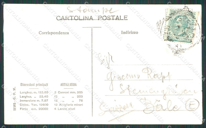 La Spezia Città Varo Regia Nave Roma Savoia cartolina QZ7419 – retro